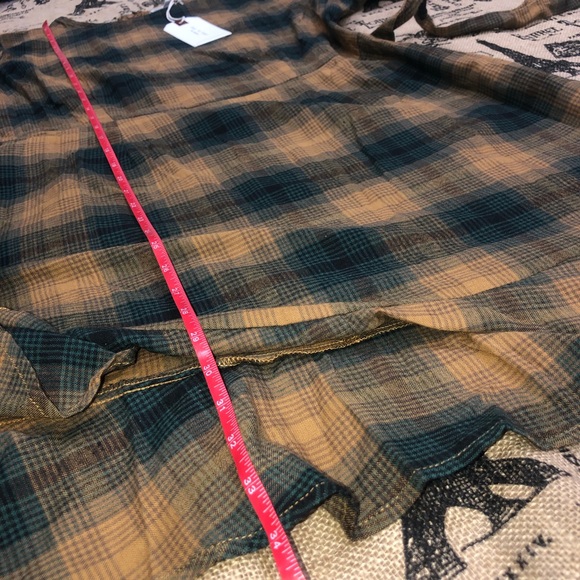 Day To Day Blu Pepper NWT! Darlah Green/Yellow Plaid Wrap Waist Tie Ruffle Dress - Picture 12 of 13